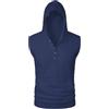 APAELEA Canotta Uomo con Cappuccio Estiva Senza Maniche per Palestra, Allenamento,Blu,XL
