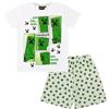 Minecraft Pigiama corto per bambini Creeper Design Comfort Fit taglie da 116 a 152, bianco-verde, 140