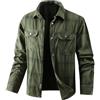 PADOLA Camicia a Quadri Uomo Button Down Manica Lunga con Tasca Camicie da Lavoro Casual Tops Regular Fit(XL,Verde Militare)