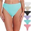 Xlndsoea Perizoma a Vita Alta in Cotone a Coste per Donna Taglio Alto Traspirante Biancheria Intima 6-Pack Taglia S-4XL, 6 Tanga in Cotone, Large