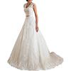 XUYUDITA Coprispalle in Pizzo con Scollo a V a Doppio Giro Appliques A Line Abiti da Sposa per la Sposa 2019 Avorio-46