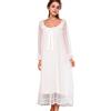 Flwydran Flaydigo Maniche Lunghe da Donna in Cotone Vittoriano, Pizzo, Raso, Rosa, Camicia da Notte Bianca, Pigiama, Pigiameria, Indumenti da Notte