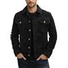 Fashion_First Giacca da camionista da uomo in pelle scamosciata, stile western cowboy, giacca in vera pelle, Nero , S