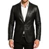 Fashion_First Giacca blazer da uomo slim fit, classica a due bottoni, marrone, Cappotto nero Business, XL