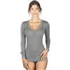 EGI Maglia Donna Manica Lunga Lana e Seta a Costina con Pizzo (S/M, Grigio)