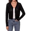 Irevial Cardigan Corto Donna Lavorato a Maglia Maniche Lunghe | Chiusura con bottoni, lavorazione traforata, tessuto leggero, taglio casual, stile elegante, per primavera estate e autunno