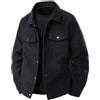 PADOLA Giacca Uomo in Velluto a Coste Giacca a Vento con Bottoni Morbida Modello Classico senza Cappuccio con 4 Tasche per Primavera Autunno (XL,Nero)
