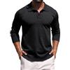 Hisir Polo da uomo, a maglia, a righe, a maniche lunghe, con colletto polo, basic, tinta unita, per lavoro, autunno, inverno