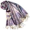 Lorenzo Cana Pashmina - Sciarpa in tessuto jacquard, 100% seta, motivo Paisley, in seta pashmina, multicolore, 70 x 190 cm, lilla-oro., Taglia unica