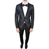 Evoga Abito Completo Uomo Sartoriale Tessuto Raso Damascato Floreale Vestito Smoking Elegante Cerimonia