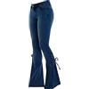 KBOPLEMQ Pantaloni lunghi da donna, elasticizzati, skinny, jeans a zampa, gamba larga, in denim, pantaloni slim flare jean streetwear hippie pantaloni Flower Power Abbigliamento S-XXL, N blu., XS