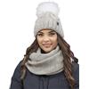 Vivisence Set Invernale da Donna con Cappello E Scaldacollo in Pile Morbido Elasticizzato E Caldo con Pompon E Design Elegante per Giornate Fredde, Beige Melange,Taglia Unica