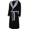 LOIJMK Accappatoio da uomo in spugna di cotone, taglie forti, in spugna, kimono, con cappuccio, morbido accappatoio per sauna, accappatoio con cappuccio, Nero , XXXXXL