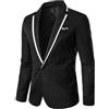 Generisch Blazer da uomo, slim fit, sportiva, giacca da uomo, elegante giacca da lavoro con risvolto, per il tempo libero, per lo sposo, per matrimoni, Nero , XL