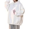 Koyojpoe Felpa Oversize Donna Morbida in Puro Cotone, con 2 Tasche Large e Cappuccio, per Gravidanza e Taglie Forti, Abbigliamento Comodo Casual.,Bianco（Stile Normale）,L 100-120 Cat