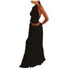 KBOPLEMQ Gonna lunga estiva da donna, 2 pezzi, top corto e top sexy, maxi gonna Y2K, per feste, club, outfit estivo, 2 pezzi, gonna aderente Y2K, abbigliamento da spiaggia, Z1 nero., XL