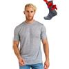 Merino.tech Maglietta Lana Merinos Uomo - Maglia Termica Uomo in Lana Merinos Manica Corta con Calze (Medium, Melange Grey)