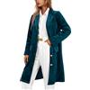 Generisch Trench Coat - Giacca da donna in velluto, a maniche lunghe, con risvolto, vintage, elegante, giacca invernale lunga, cardigan, cardigan, cardigan, blazer in velluto aperto, monopetto, O celeste, S