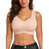 SHEKINI Reggiseno Donna Senza Ferretto Push Up Scollo a V Senza Cuciture Morbido Bralette Imbottita con Schienale a U e Spalle Larghe T-Shirt Reggiseno per Seni Grandi