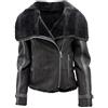 Infinity Giacca in Pelle Corta Nera Pelle di Pecora Merino Aviator delle Donne S