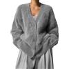 LIEROLYE Cardigan In Maglia Pelosa Da Donna, Maglioni Con Scollo A V Aperti Sul Davanti E Abbottonati, Maglione Casual Ampio Con Spalle Scese(Gray,S)
