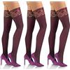 sesto senso Calze Autoreggenti Microfibra 50 den Coprenti Donna 3 paia XL/XXL Bordeaux