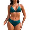 Vijamiy Bikini Donna Costumi da Bagno Triangolo Costume Donna Mare Due Pezzi Push Up Sexy Halter Bikini Set Imbottito Regolabili Swimsuit Tankini Swimwear(Blu Ciano,L)