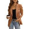 Goolecrimp Blazer da Lavoro Doppiopetto in Finta Pelle Scamosciata da Donna Moda Tendenza Business Casual Giacca Formale Vintage Elegante Blazer con Chiusura a Bottone (Marrone,M)