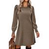 Zeagoo Abito Corto Donna in Maglia Girocollo Maniche a Sbuffo Marrone XXL | Vestito maglione da donna, abito corto in maglia, maniche a sbuffo, tessuto leggero, ufficio, tempo libero, autunno inverno