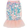 KISLOVE Gonna a matita con paillettes per bambina con tulle plissettato a strati, gonna a coda di sirena scintillante elastica in vita per bambini per feste di compleanno principessa 2-6 anni, rosa, 5 anni