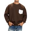 Generic Felpe da uomo Maglioni girocollo alla moda da viaggio casual pullover autunnale vestiti felpa a maniche lunghe con pacchetto petto maglioni da uomo oversize, Marrone, 8XL