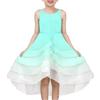 Sunny Fashion Vestito Bambina Turchese Gradiente Zigzag Hi-Lo Strato Principessa Senza Schienale Festa 5 Anni