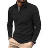 Comilaka Uomo Polo Casual Manica Lunga Poloshirt Top Golf Maglietta Cotone Colori a Contrasto Autunno Inverno Classico