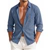 HISDERN Camicia Casual da Uomo a Maniche Lunghe in Puro Cotone S-4XL