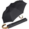 Knirps Topmatic SL - Ombrello tascabile da uomo con manico rotondo in legno Gents Prints
