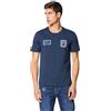 Aeronautica Militare T-Shirt Uomo TS2411 Tshirt Frecce Tricolori con Patch in Denim (IT, Testo, S, Regular, Regular, Blu Navy)