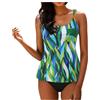 Generico Tankini Donna Mare in 2 Pezzi Beachwear a Fascia Vita Alta da Bagno Swimsuit Costumi Abiti Spiaggia con Controllo Pancia Conforto garantito Giornaliero