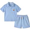 Volunboy Completo Bambino in Tessuto Spugna, Camicia con Collo Gabbiano e Pantaloncini con Vita Elastica per Spiaggia e Tempo