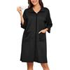 Lovasy Kimono Corto da Donna con Cerniera Accappatoi in Maglia Waffle Vestaglia kimono Morbido e Leggero al Ginocchio Accappatoio con tasche