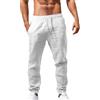 Generico Pantaloni Lino Uomo Mens Linen Trousers Solid Color Pantaloni Leggeri Uomo Estivi Lunghi Taglie Forti Elasticizzato Lightweight Loose Fit Drawstring Holiday Beach Daily Wear