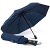 PERLETTI Ombrello Pieghevole Antivento Uomo - Ombrellino Compatto Resistente Ultra Leggero Adulto - Ombrello Apertura e Chiusura Automatica da Viaggio - Diametro 104 cm (Blu Navy)