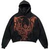 Generic Felpe con cappuccio da donna felpa da donna hip hop stampa gotica manica lunga felpa con cappuccio streetwear moda pullover con cappuccio, Arancione, M