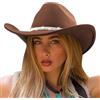 DRESHOW Cappello da Cowgirl Donna Classico con Scintillante Cintura di Strass Cappelli da Cowboy Occidentale