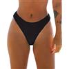CUPSHE Slip bikini da donna a vita media, taglio alto, slip bikini hipster testurizzato, Nero , S