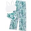 Shekini Costume da bagno da ragazza, 3 pezzi, stampato, set bikini a vita alta con pantaloni copricostume, 14 anni