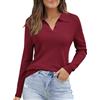 Arach&Cloz Polo da Donna Autunno Inverno in Morbido Misto Lana Maniche Lunghe(Dark Red, M)