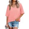 Cicy Bell Oversize Tshirt da donna con scollo a V, a maniche corte, vestibilità larga, basic tè., Colore: rosa., M