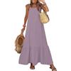 Generic Abiti da Cerimonia Donna - Vestito Lungo Donna Estivo con Spalline Sottili, Schiena Scoperta e Lacci, Abito Casual Modello Maxi, Balza al Fondo per Mare Vacanza Spiaggia da Giorno