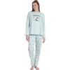 PEANUTS Sleep Society - Pigiama a maniche lunghe da donna, blu, XL