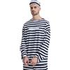 NaLatia Carcerato Costume Adulto,Bianco,Nero, Uomo,Costume da detenuto Jailbird per adulto, Prigioniero, Vestito, Cintura, Galeotto, Costumi di carnevale
